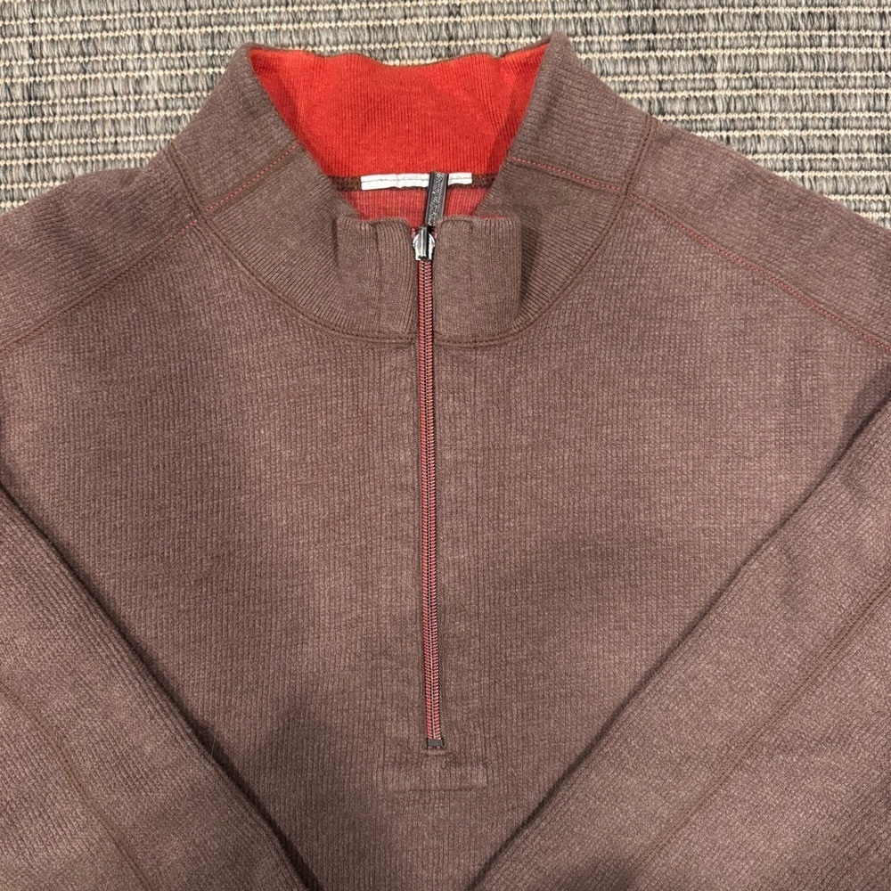 Tommy Bahama Chocolate and Rust  Zip-Up Sweater Reversible